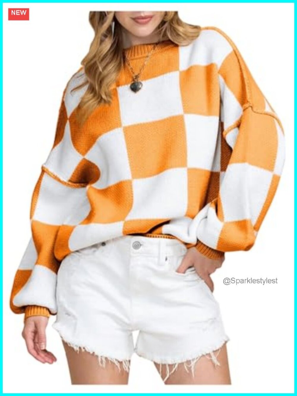 SOLY HUX Women's Plaid Checkered Chunky Oversized Pullover Sweater